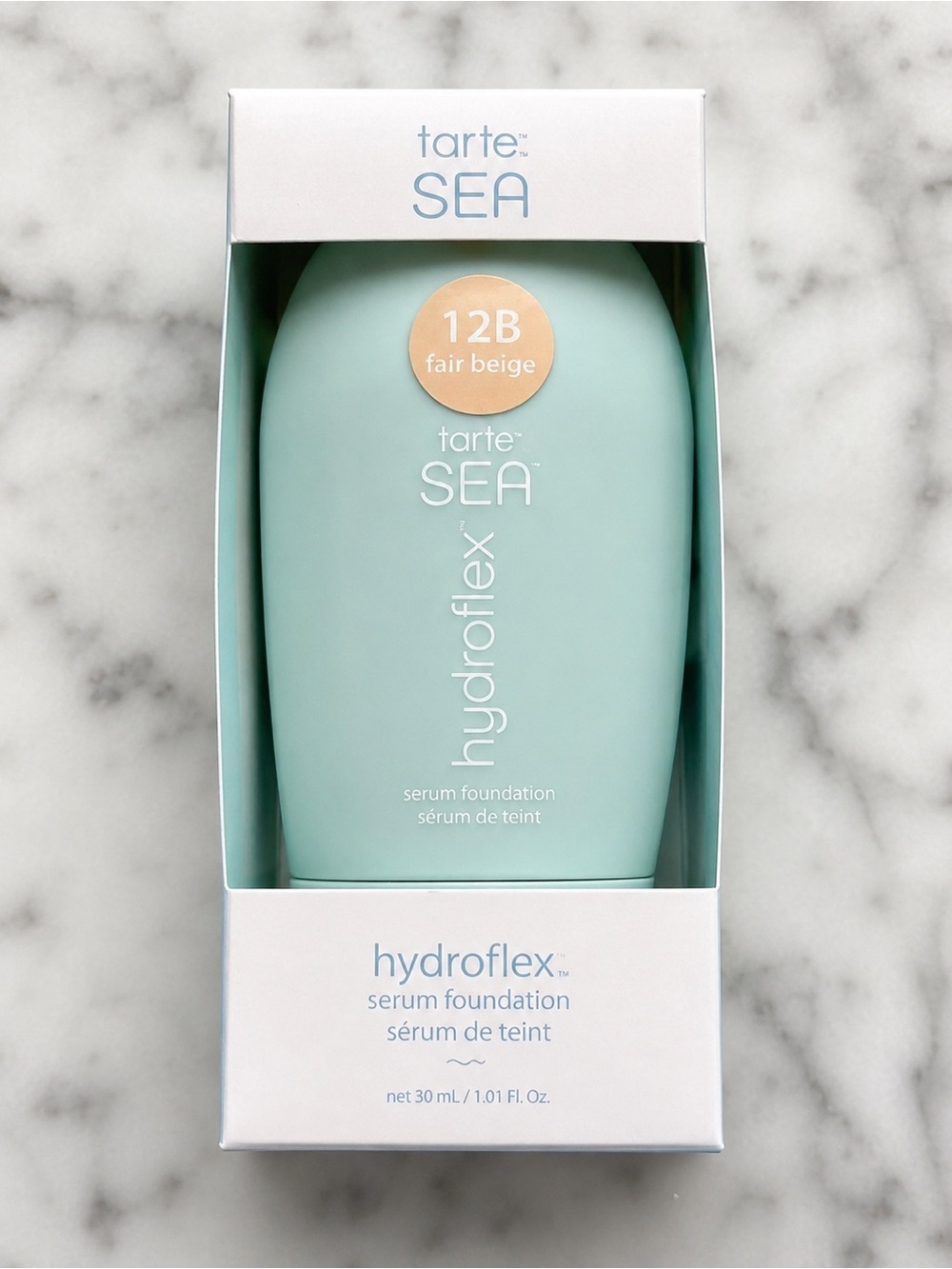 NWT Tarte SEA Hydroflex Serum Foundation Shade 12B Fair Beige Full Size 30 ml